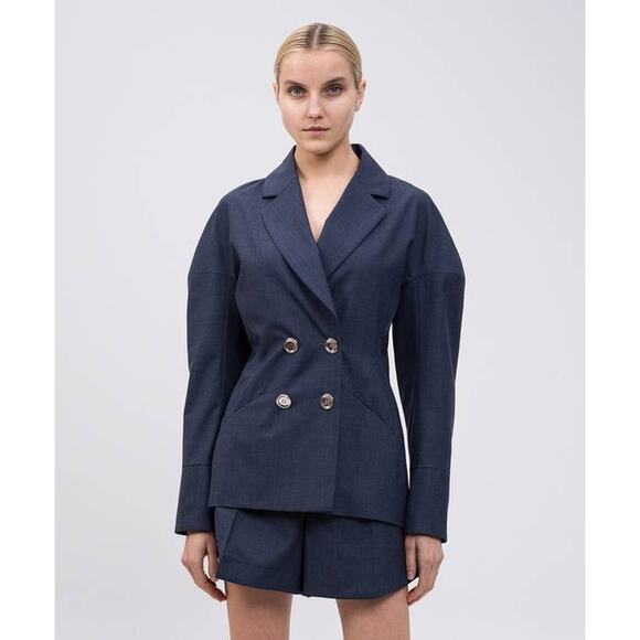 Givenchy Double Breasted Cuffed Jacket Blazer in Denim Blue It 38 US 6 - Picture 2 of 7